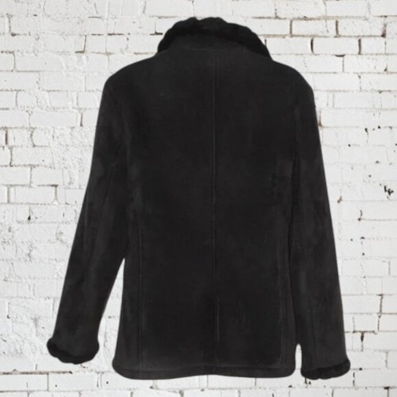 Croft & Barrow Vegan Leather & Fur Zip Front Coat - Picture 3 of 5